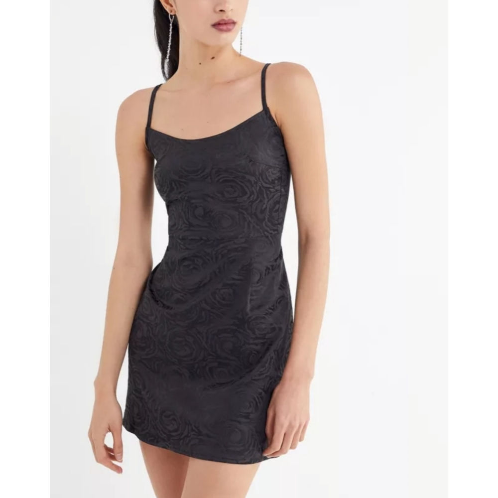 Urban Outfitters black floral jacquard mini dress